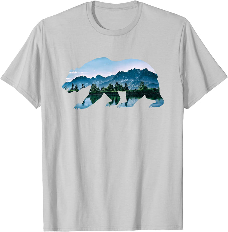 Retro National Park Shirts Bear Vintage National Park Bear Wildlife Mountains T-Shirt - Silver Grey