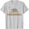 California LGBTQ+ Gift Men Women Couples Groups California Republic Bear LGBT Gay Pride Month Rainbow Flag T-Shirt - Silver Grey