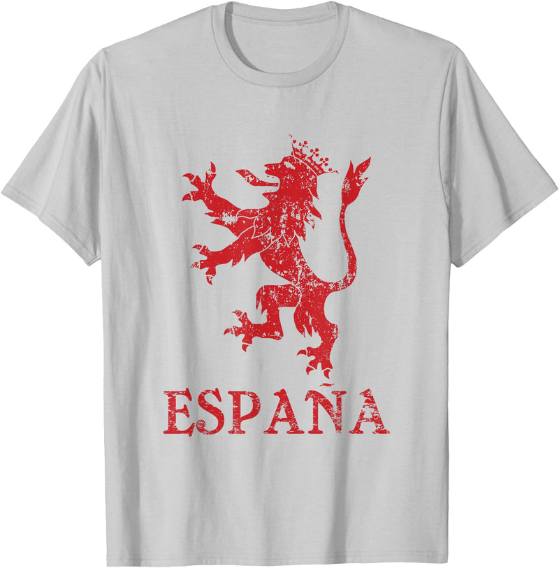 Threadrock Espana Spain Lion Symbol Spanish Spanish Pride T-Shirt - Silver Grey