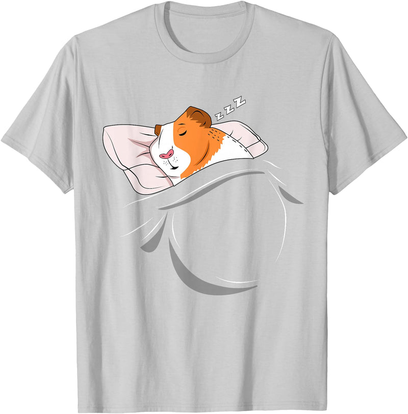 Cavy Lover Sleepy Pajama PJ Accessories Clothes Sleeping Guinea Pig Lover Owner Stuff Napping Cavy Piggy T-Shirt - Silver Grey