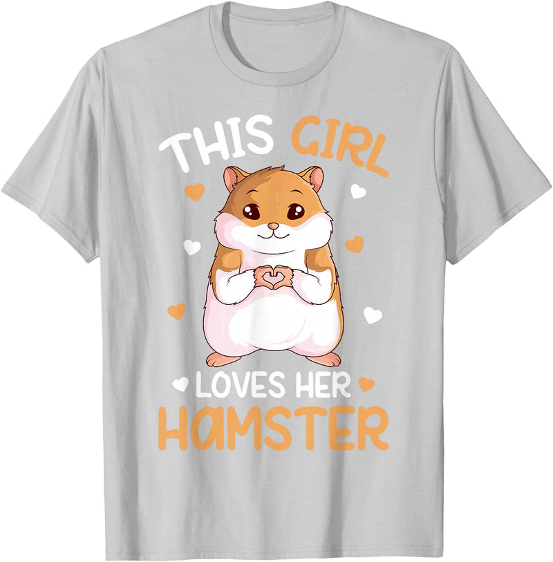 This Girl Loves Her Hamster Hammy Girls Hamster Lover T-Shirt - Silver Grey