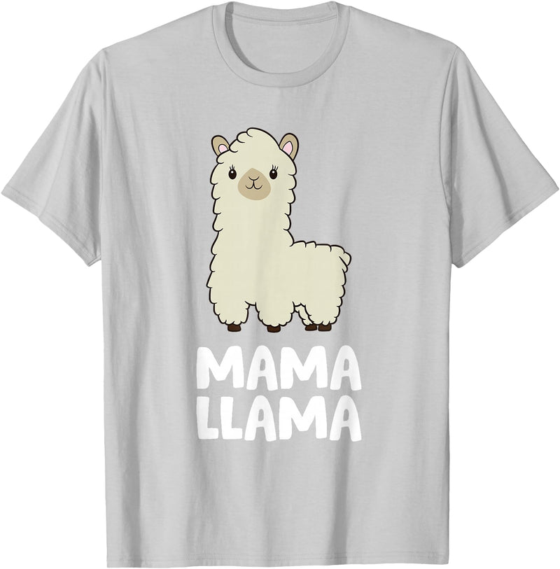 Llama Mama And Llama Papa Gifts Women Llama Mom Mama Llama T-Shirt - Silver Grey