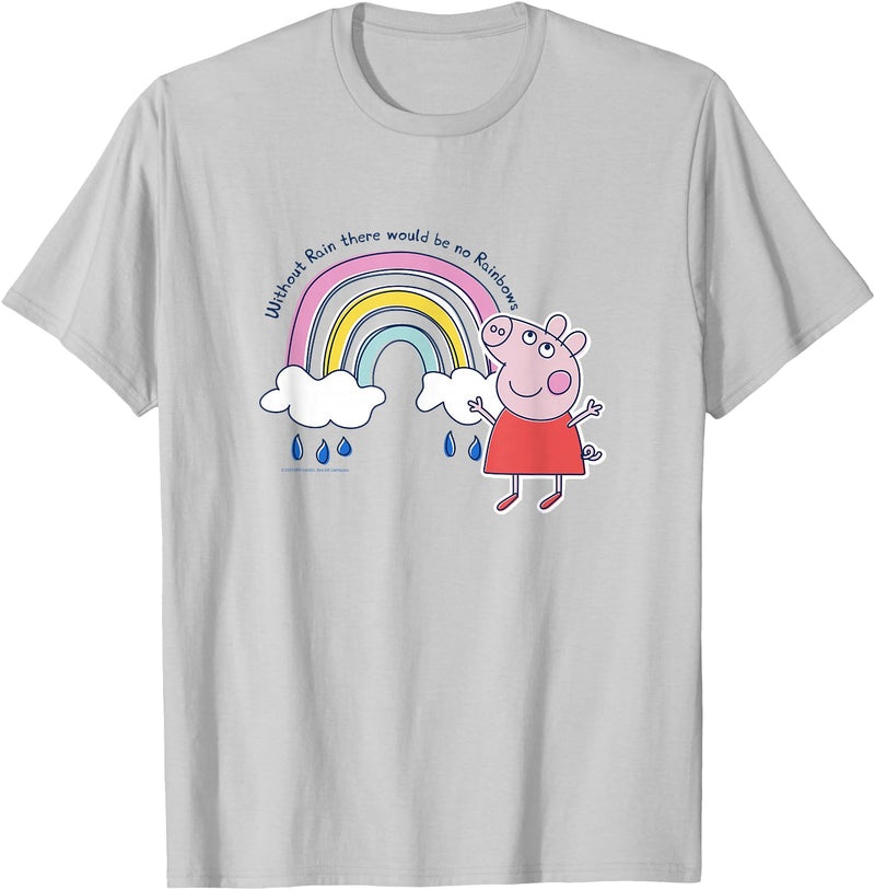 Peppa Pig Without Rain There Would Be No Rainbows Cute Shot T-Shirt - Silver Grey