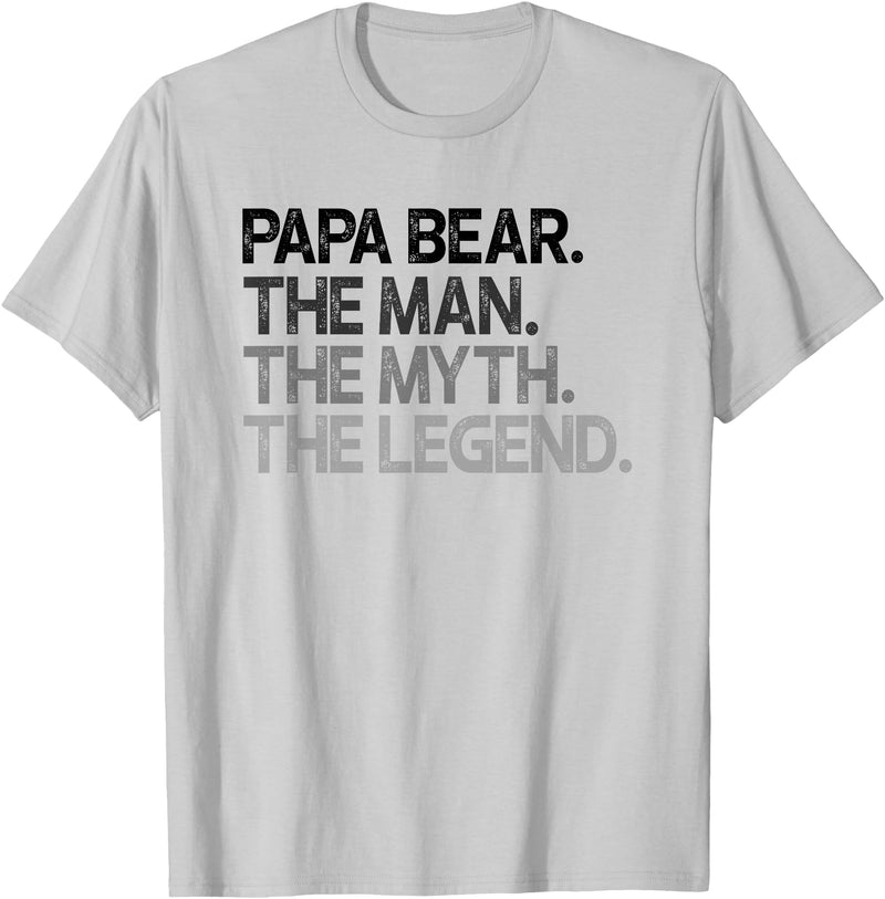 Papa Bear Gifts Papa Bear The Man The Myth Legend Gift T-Shirt - Silver Grey