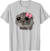 Coquette Sad Hamster Meme Crying T-Shirt - Silver Grey