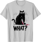 Cat Owners Black Cat What? Black Cat Murderous Cat With Knife Black Cat T-Shirt