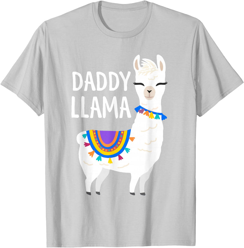 Birthday Llama Shirts Gift Daddy Llama Funny Father's Day Shirt Men, Dad, Dad Birthday T-Shirt - Silver Grey