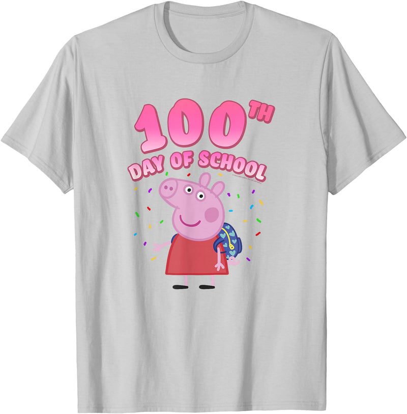 Peppa Pig 100th Day Of School Celebration Confetti T-Shirt - Silver Grey
