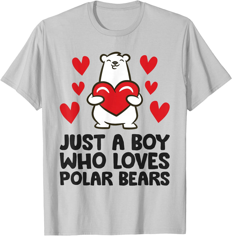 Cute Polar Bear Gifts And Tees Just A Boy Who Loves Polar Bears T-Shirt - Silver Grey