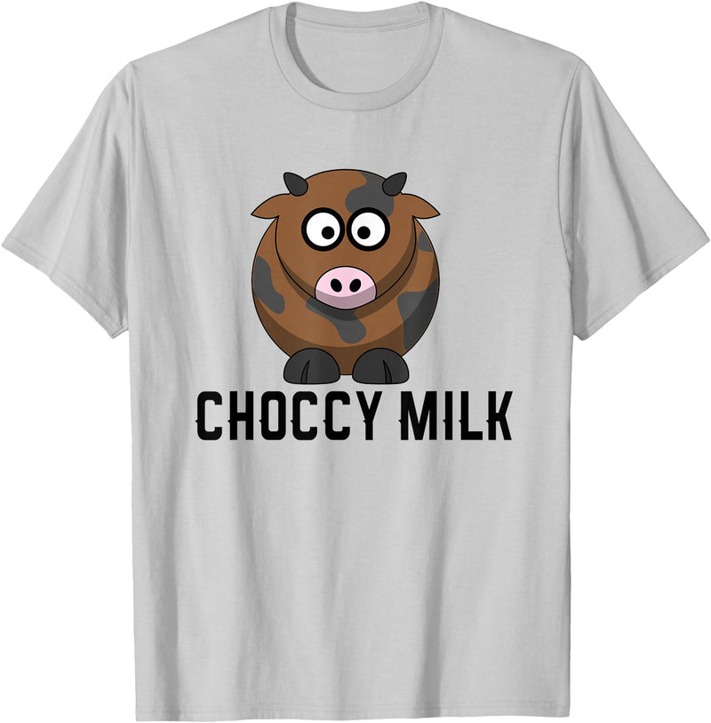 Funny Choccy Milk Chocolate Cow Novelty Shirts Funny Choccy Chocolate Milk Novelty T-Shirt T-Shirt - Silver Grey