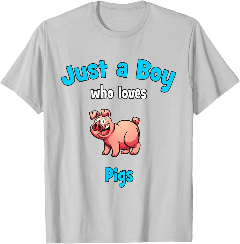 Boys Pig Shirts & Gifts for Kids Pig Shirt for Boys | Children's Pig T-Shirt - Silver Grey
