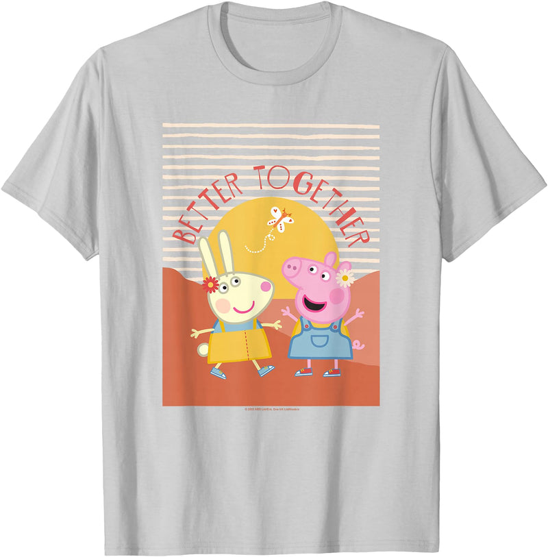 Peppa Pig Better Together Rebecca Rabbit Retro Portrait T-Shirt - Silver Grey