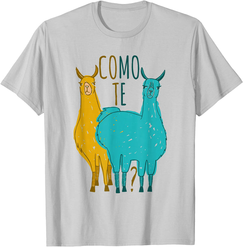Funny Llama T-Shirt Como Te Llamas Funny Spanish Joke Llama Shirt Tee T-Shirt - Silver Grey