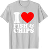 I Love Food Shirts Collection I Love Fish And Chips, I Heart Fish And Chips T-Shirt - Silver Grey