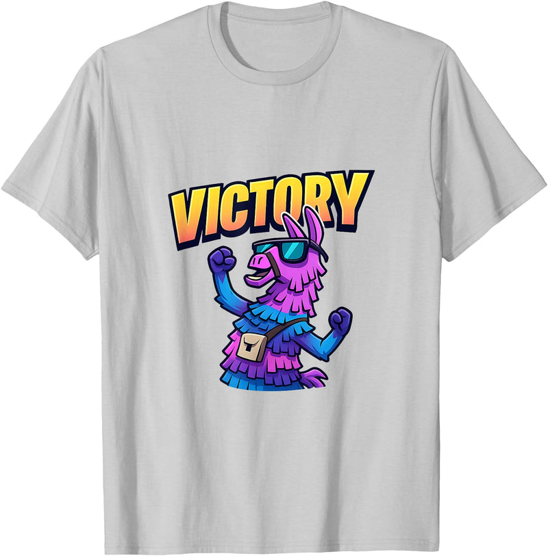 PixelLlama Victory Gaming Victory Llama T-Shirt - Silver Grey