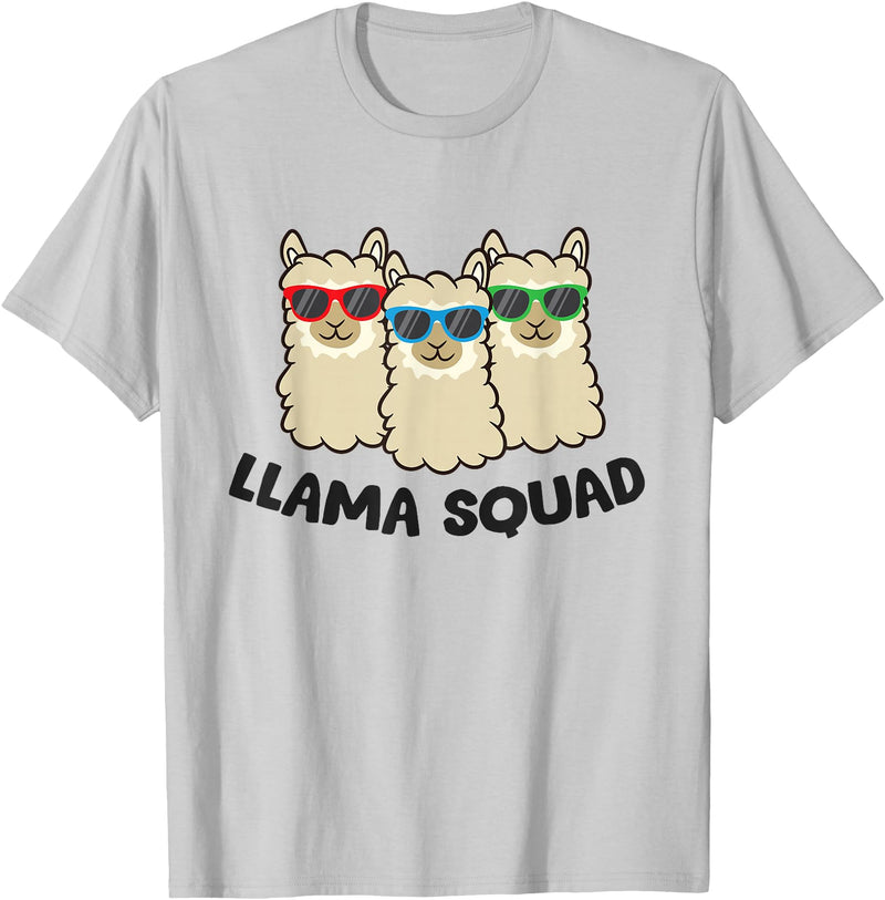 Llama Gifts For Llama Lovers Llama Squad Team Llama Matching Sunglasses LLamas T-Shirt - Silver Grey