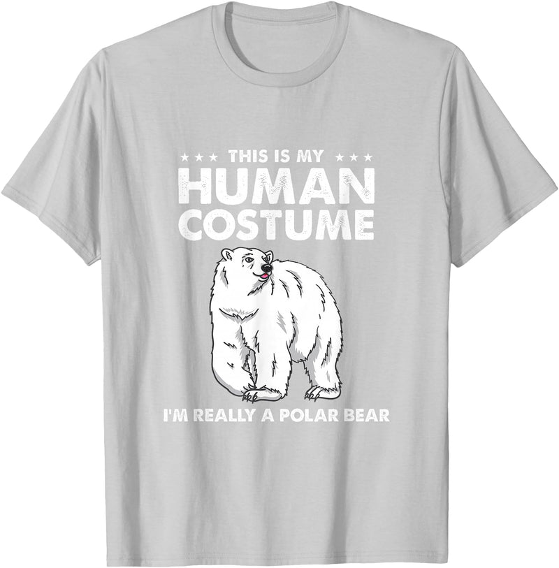 Awesome Halloween Designs This is My Human Costume I'm Really A Polar Bear Halloween T-Shirt - Silver Grey