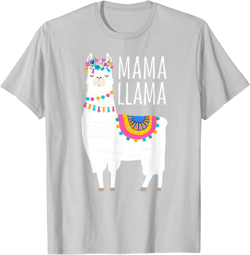 Mama Llama Lover Gifts by Memme Mama Llama Shirt for Women T-Shirt - Silver Grey