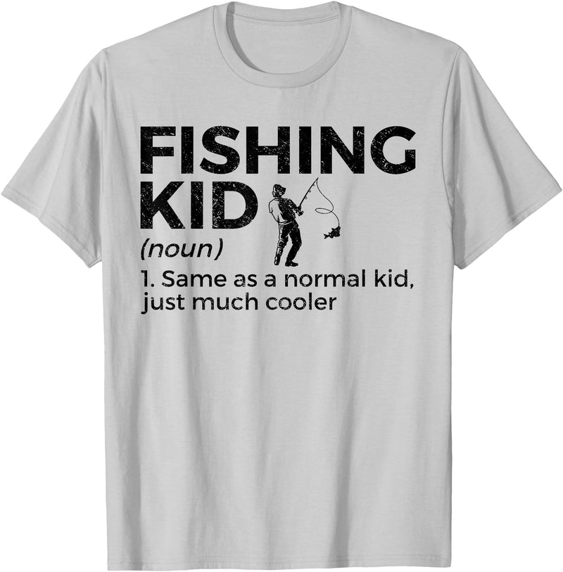 Funny Fishing Apparel Funny Fishing Kid Definition T-Shirt - Silver Grey
