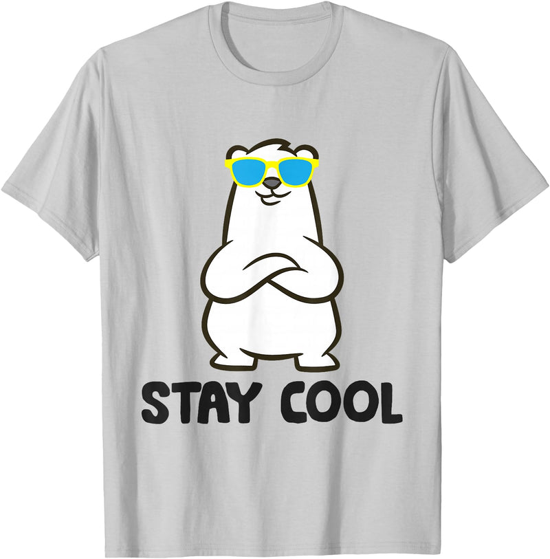 Cute Polar Bear Gifts And Tees Stay Cool - Cool Polar Bear T-Shirt - Silver Grey