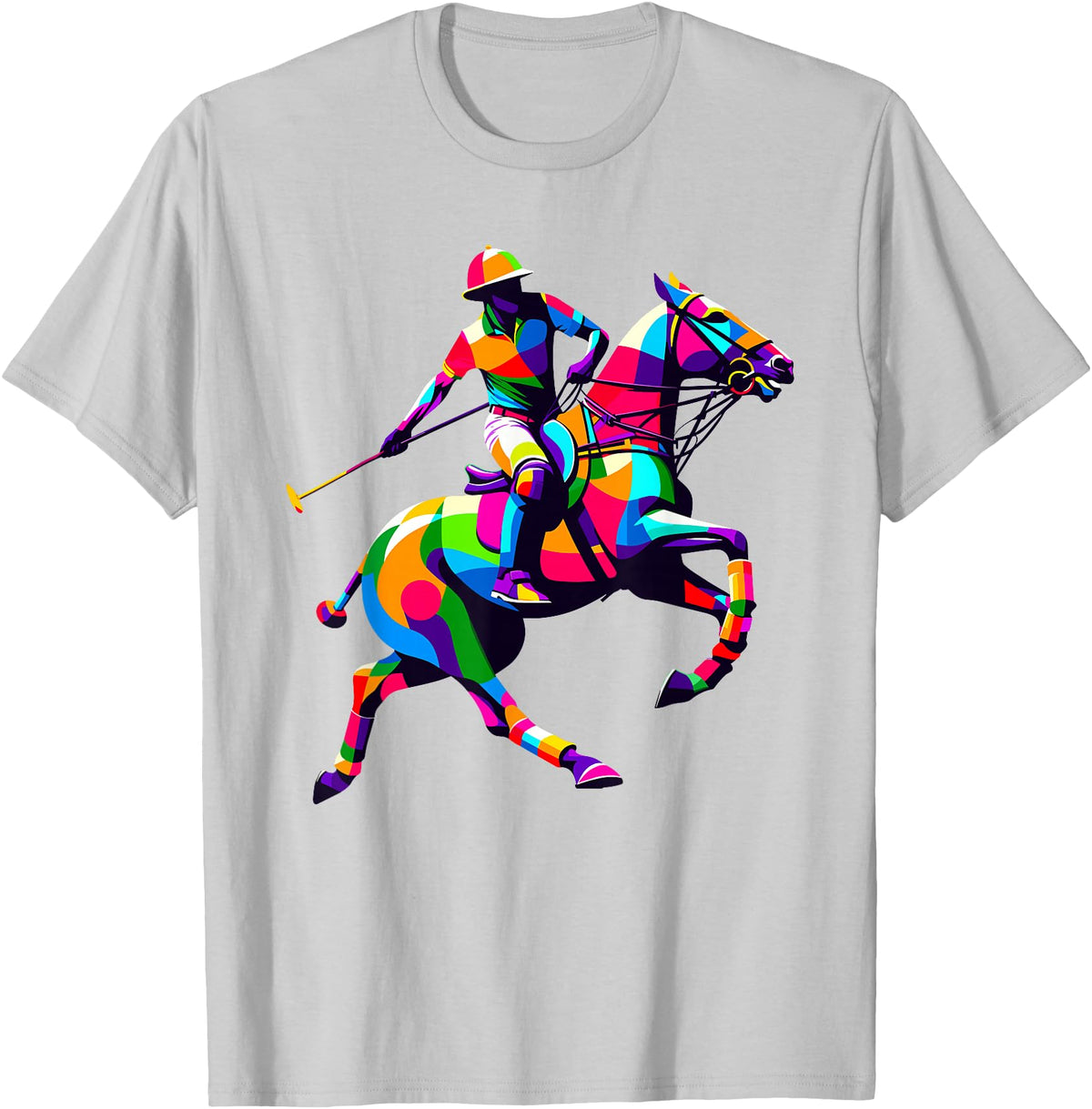 Horseback Riding Gift For An Equestrian Pop Art Polo Horseback Riding Horses Equestrian Horse T-Shirt - Silver Grey