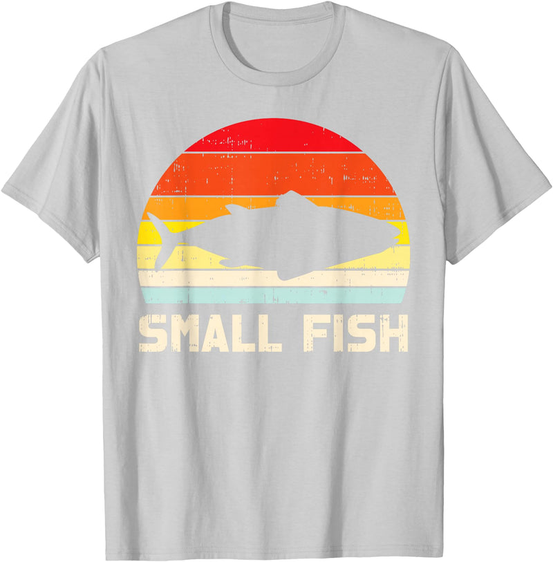 BoredKoalas Fish Fishing Shirts Fisherman Gifts Small Fish Retro Bass Fishing Family Matching Son Boys Gift T-Shirt - Silver Grey