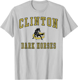 Official High School Fan Gear Clinton High School Dark Horses T-Shirt - Silver Grey