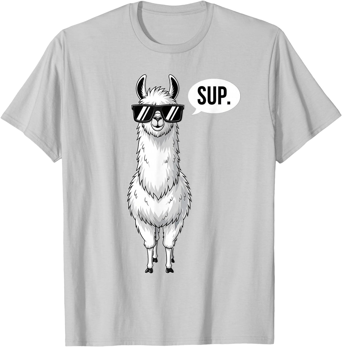 Funny Llama lover Co Alpaca Llama with Sunglasses Sup T-Shirt - Silver Grey
