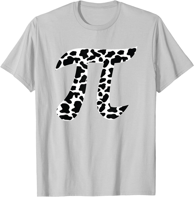 Cow Pi Day Designs Cow Pattern Pi Day Symbol - Cowpie Math Lover T-Shirt - Silver Grey