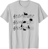 Cute Bunny Rabbit Playing Music Notes Musician T-Shirt in Silver Grey