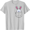 Bunny in Pocket Rabbit Lover Gifts for Women Men Kids T-Shirt (White) in Silver Grey