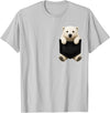 Funny Polar Bear in Pocket Polar Bear Lover Cute Pocket T-Shirt - Silver Grey