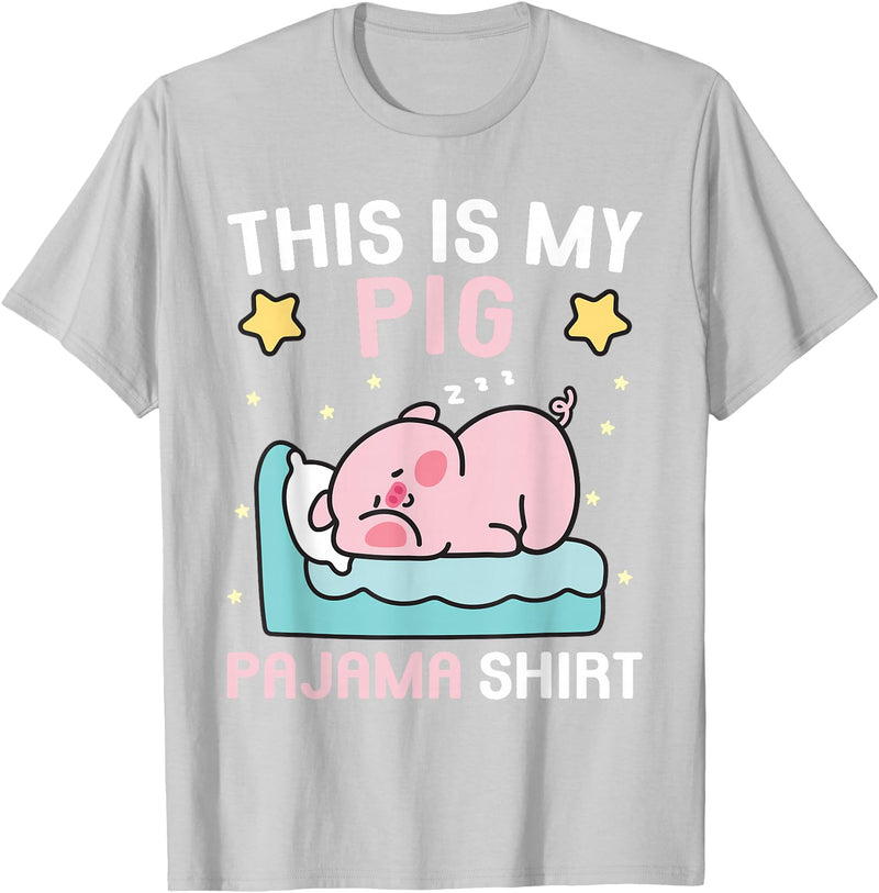 Family Matching Pajamas Men Women Boys Girls Kids Cute PJ Teen Boys PJs Girls PJs Funny This is My Pig Pajama T-Shirt - Silver Grey