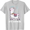 Funny Llama Pun by DSMD Spit Happens Llama Alpaca Lovers Funny Animal Pun T-Shirt - Silver Grey