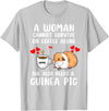 Cute & Funny Guinea Pig Pet Lovers Outfit Present Woman Cannot Survive On Coffee Alone She Needs A Guinea Pig T-Shirt - Silver Grey