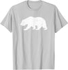 CALIFORNIA REPUBLIC GRIZZLY BEAR APPAREL California Grizzly Bear State Flag CALI Republic Silhouette T-Shirt - Silver Grey