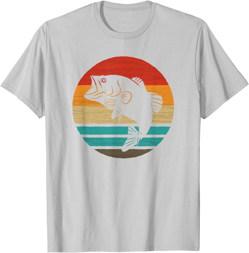Fishing Accessories & Clothing Gifts Women Men Fish Retro Style Vintage T-Shirt - Silver Grey