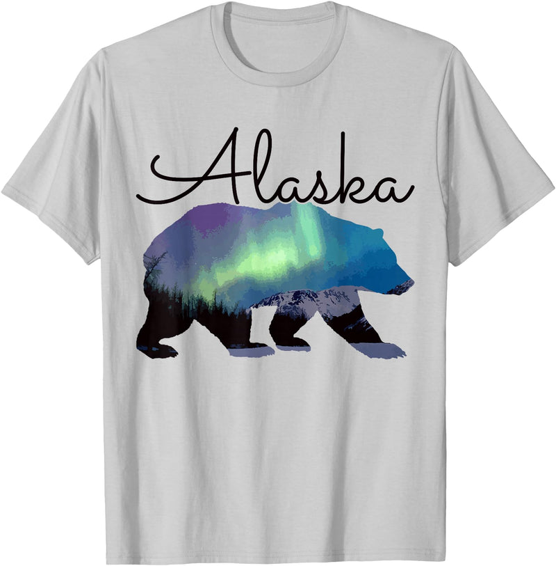 We Love Alaska Alaska Grizzly Bear USA Souvenir T-Shirt - Silver Grey