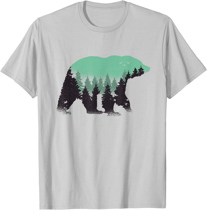 Grizzly Bear - Outdoor Apparel Bear Forest Nature Grizzly Hiking Outdoor Hunting Gift T-Shirt - Silver Grey