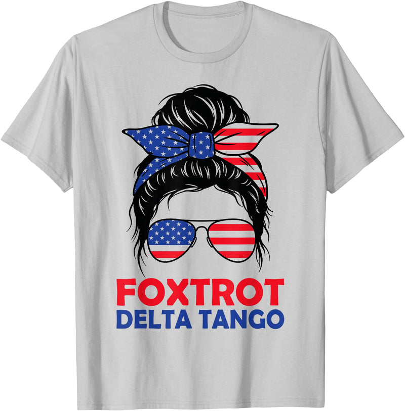 Messy Bun Bear Foxtrots Deltas Tangos Funny Tees Messy Bun Foxtrots Deltas Tangos Bear Foxtrots Deltas Tango T-Shirt - Silver Grey