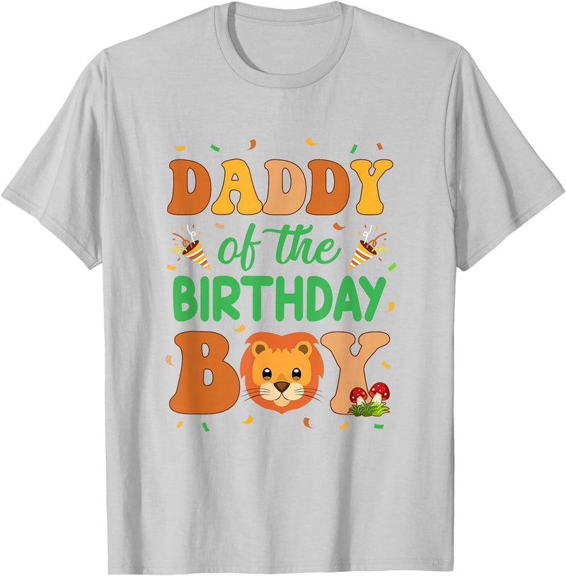 Dad Birthday Boy Family Matching Lion Daddy Of The Birthday Boy Lion Family Party Decorations T-Shirt - Silver Grey