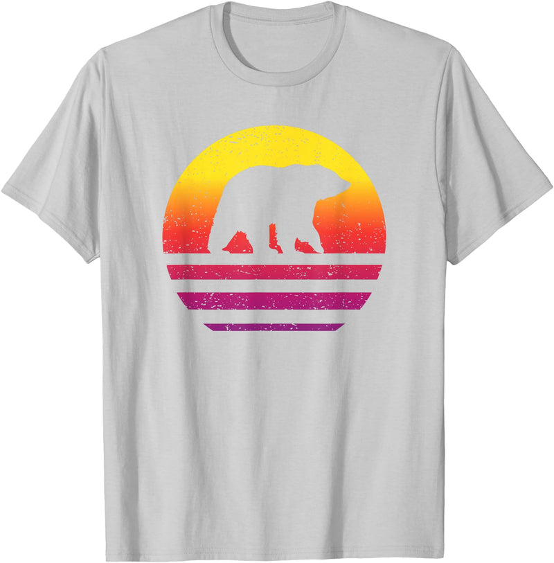 Bear Accessories & Clothing Gifts Women Men Kids Bear Retro Style Vintage T-Shirt - Silver Grey
