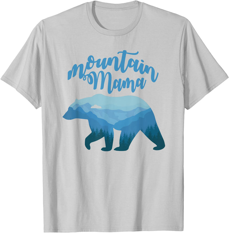 Wildflower Tee Co. Mountain Mama Bear T Shirt Mountain Mom Matching Family Tee - Silver Grey