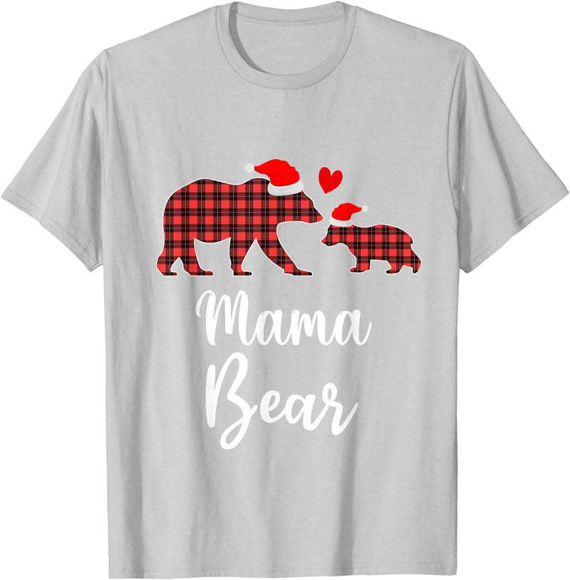 Cute Xmas Gifts Tartan Bear Cub Matching Costumes Mama Bear Buffalo Red Plaid Christmas Pajama Family Outfits T-Shirt -