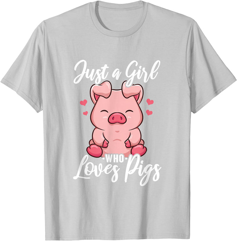 Just A Girl Who Loves Pigs. T-Shirt - Silver Grey