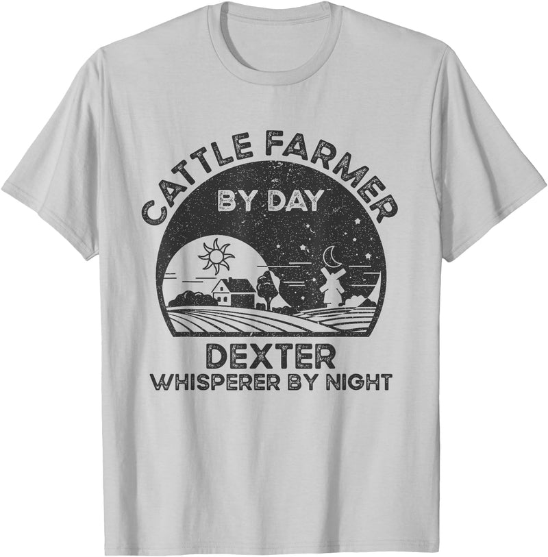Funny Dexter Gift for Men, Women, Dad & Mom Cattle Farmer Whisperer Cow Rancher - Dexter T-Shirt - Silver Grey