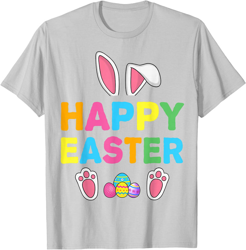 Happy Easter Bunny Rabbit Face Funny Easter Day Women Girls T-Shirt in Silver Grey