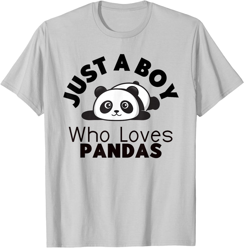 Panda Lover Designs Just A Boy Who Loves Pandas Cute Panda Bear T-Shirt - Silver Grey
