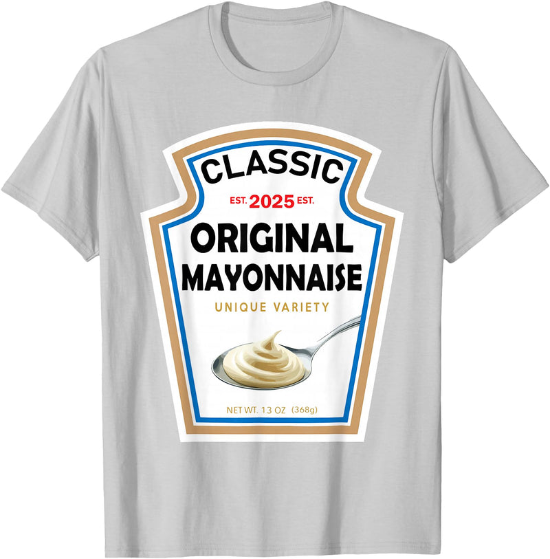 Halloween 2025 Condiments Couples Costume Sauce White Mayonnaise Halloween Costume Couples T-Shirt - Silver Grey