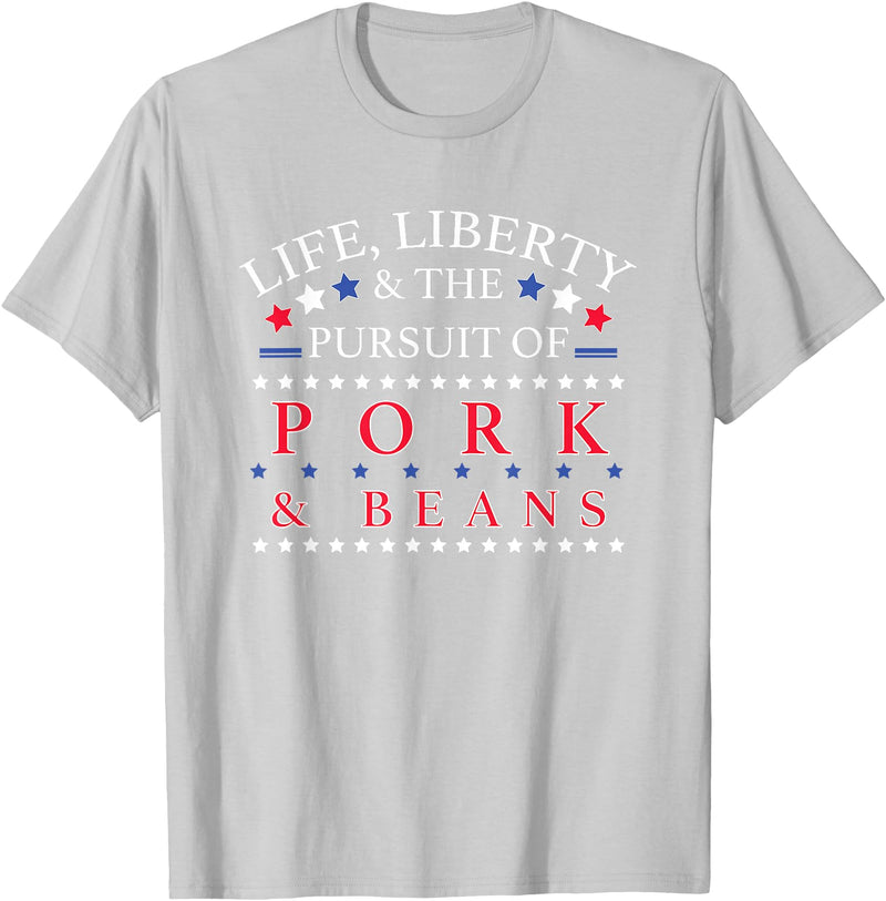Official Get Hopped Apparel Funny Pork and Beans Shirt - Novelty Gift T-Shirt - Silver Grey
